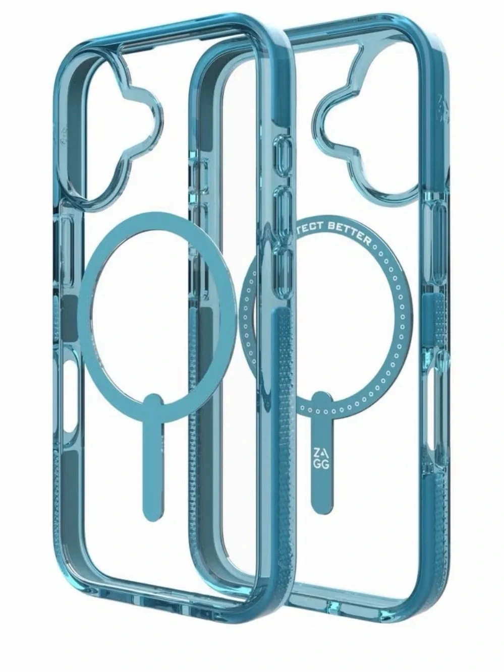 ZAGG Santa Cruz Snap with Kickstand Case for iPhone 16 NOT PRO Retro Blue Clear